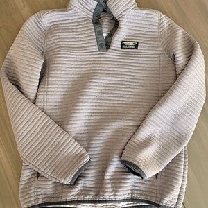 L.L. Bean Light Gray Ribbed Snap Pullover